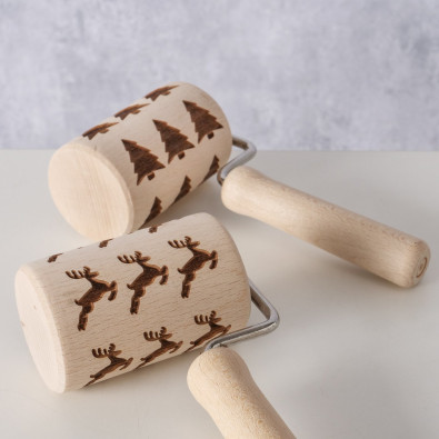 Trees & Rudolph Rolling Pin Handle